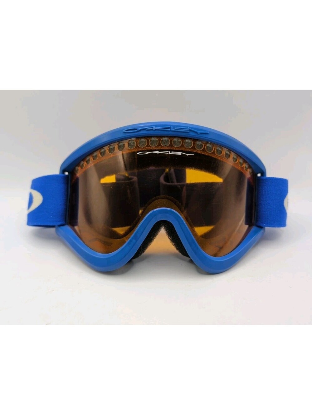 Vintage 1990s Oakley Pro Frame Ski Snowboard Goggles Blue Amber Lens O Frame...